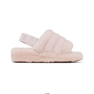 UGG Blush Pink Fluffy Slide with Logo Strap